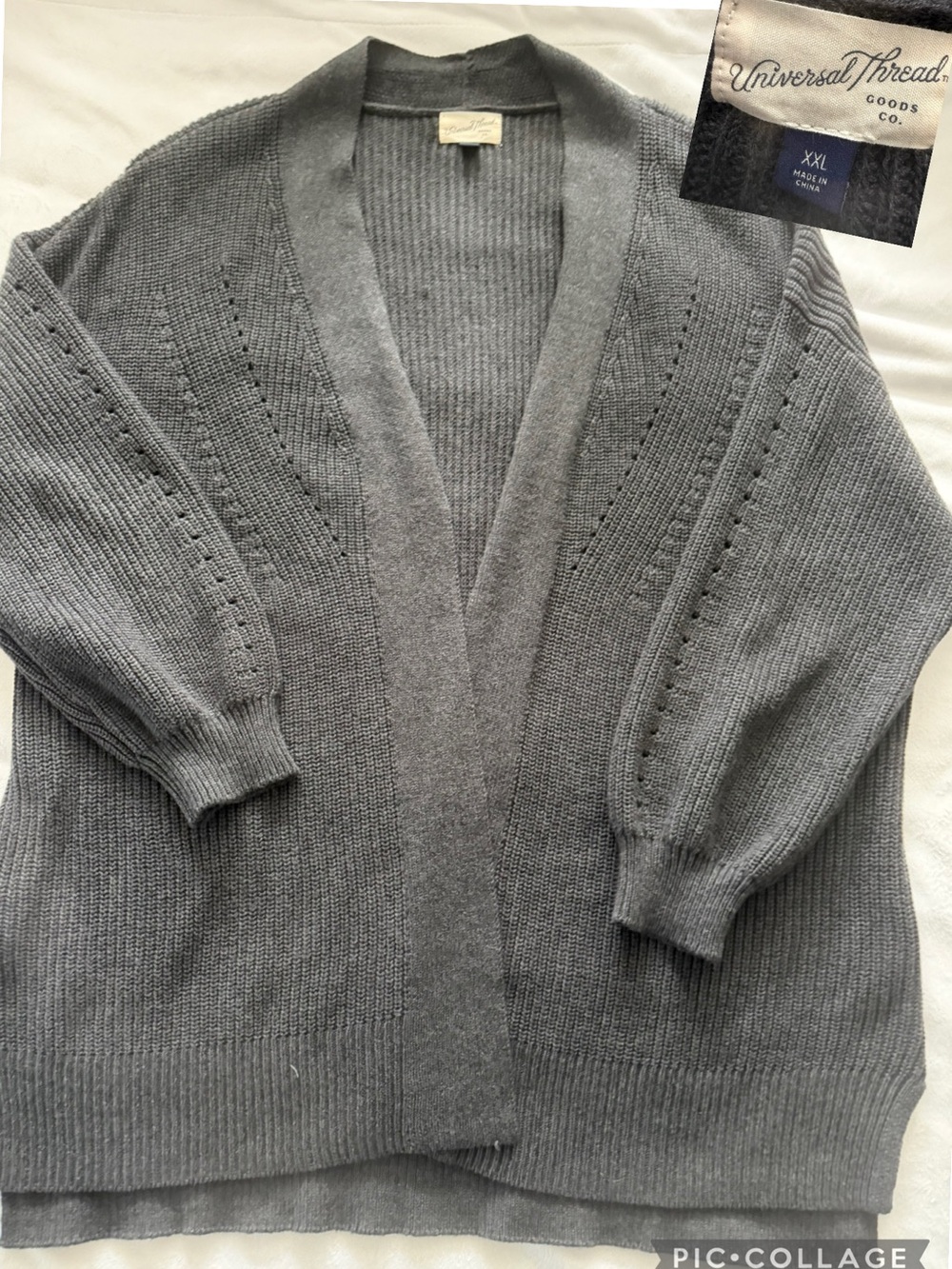 Universal Thread Gray Open-Front Knit Cardigan